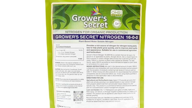 Grower’s Secret Nitrogen 16-0-0: The Ultimate Organic Fertilizer for Lush Leafy Greens and Vegetative Growth